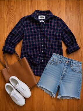 Grayson The Hero Plaid Flannel Shirt Size 2 Small Anthropologie 100% Cotton
